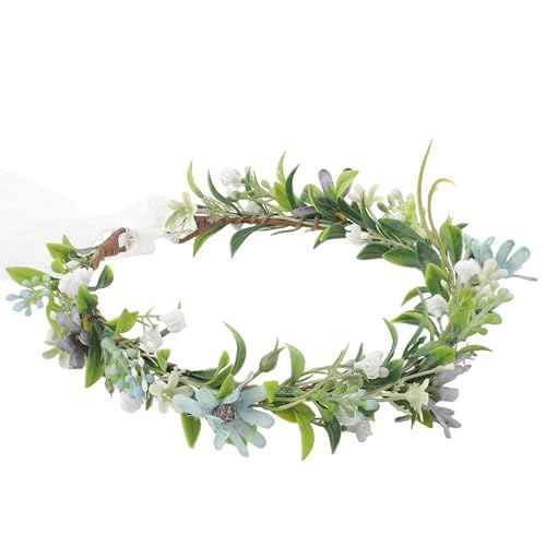 Blue Flower Crown Headband, Handmade Fairy Daisy Floral Headpiece, Artificial Boho Bridal Flower Crown for Women Girls Maternity Renaissance Weeding Festivals Birthday Party Headdress