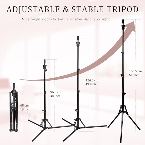 22'' Canvas Wig Head with 61'' Adjustable Tripod Stand, Mannequin Head Set for Styling, Display ? Includes Caps, Elastic Bands, Stand & Tool Kit for Beginners and Professionals