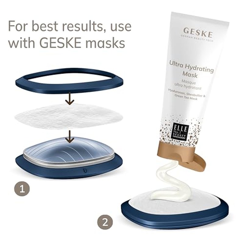GESKE SmartAppGuided¢â Sonic Warm & Cool Mask | 9 in 1 | Beauty LED Face Mask | Facial Glow | Full Spectrum LED Light | Best Face Massager | Vibrating Mask | Warm and Cold Skincare
