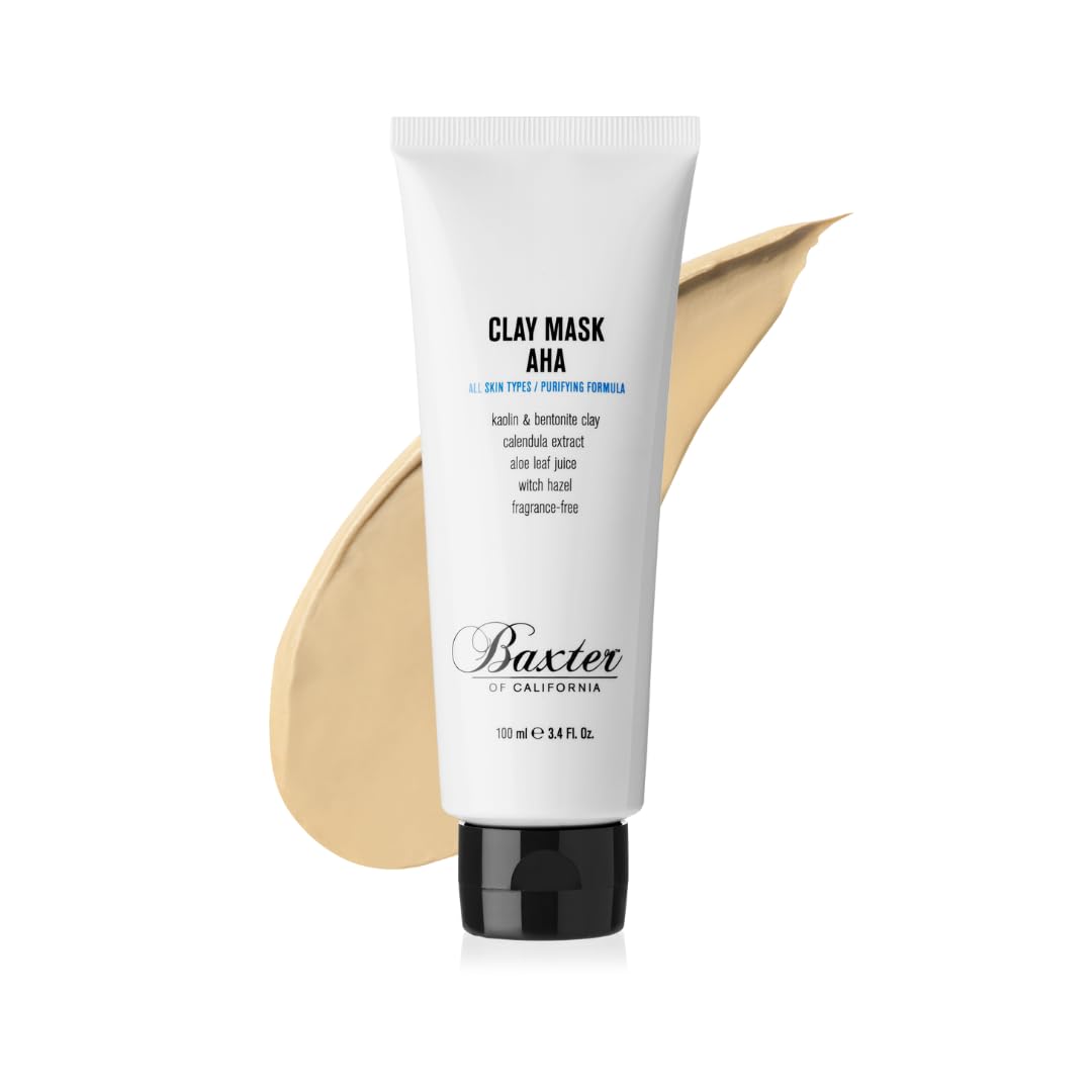 Baxter of California Purify Clay Mask AHA for Men | Kaolin Clay & Bentonite Clay | Fragrance-Free | Spot Treatments | All Skin Types | 3.4 fl oz.