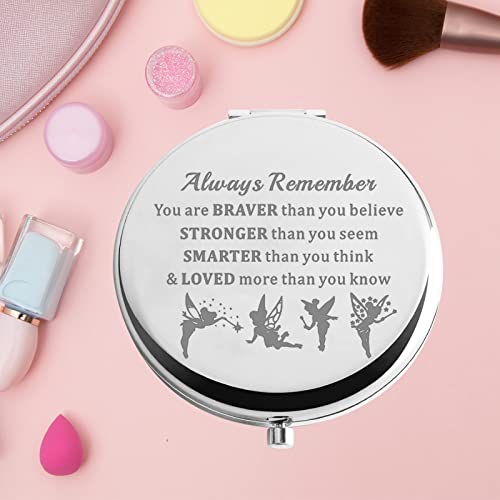 KEYCHIN Fairy Tale Pocket Mirror Fairy Pixie Cartoon Fans Gifts You are Braver Stronger Smarter Than You Think Compact Makeup Mirror for Women Girls Teenagers (Fairy Tale Mirror)