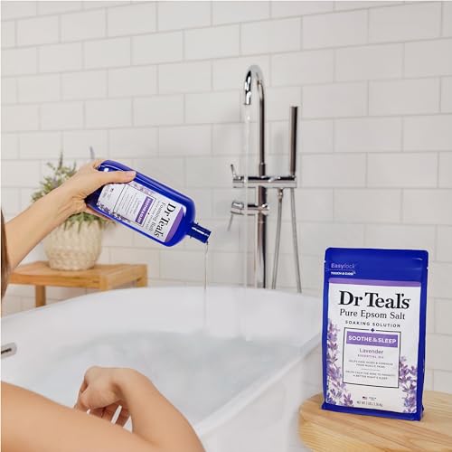 Dr Teal's Foaming Bath with Pure Epsom Salt, Soothe & Sleep with Lavender, 34 fl oz (Pack of 4)