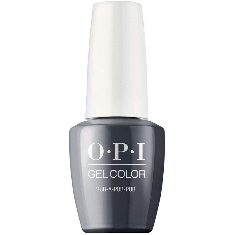 OPI GelColor Rub-a-Pub-Pub | Opaque Dark Gray Crème LED Cure Gel Nail Polish | Salon-Quality Shine, Long-Lasting Wear | Scotland Collection | 0.5 Fl Oz