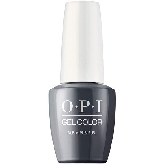 OPI GelColor Rub-a-Pub-Pub | Opaque Dark Gray Crème LED Cure Gel Nail Polish | Salon-Quality Shine, Long-Lasting Wear | Scotland Collection | 0.5 Fl Oz