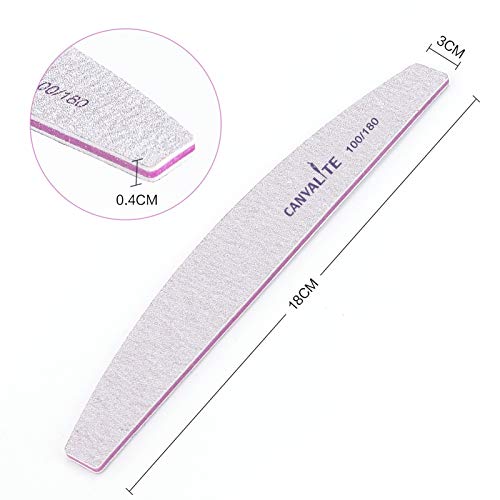 Canvalite 100 PCS Nail File Professional Nail Files Reusable Double Sided Emery Board(100/180 Grit) Nail Styling Tools for Home and Salon Use