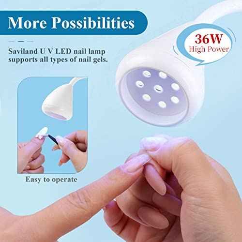 SAVILAND Rechargeable Nail Led Lamp - 36W Mini U V Light for Gel Nails with Nail Brush Holder Gel Nail Lamp and Flash Cure Light for Nails Portable U V Lamp for Resin Curing for Home DIY Nail Salon