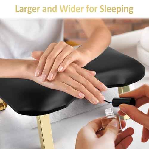 Nail Arm Rest, Arm Rest for Nails Tech, Foldable Nail Tech Client Arm Rest, PU Leather Nail Hand Rest, U Shape Manicure Hand Rests for Foot Hand Rest, Black