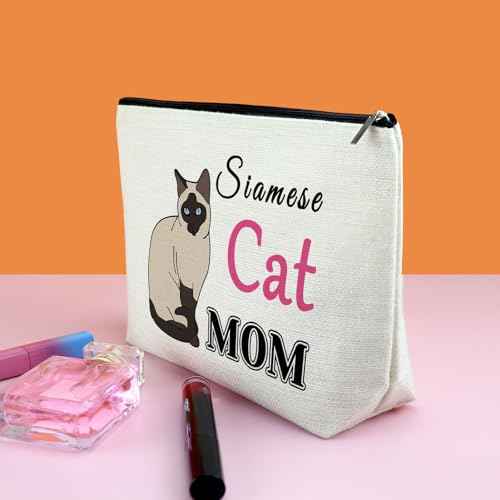 Cats Gift Cats Lover Gift for Women Girls Siamese Cat Makeup Bag Siamese Cat Mom Gift Birthday Christmas Gift for Cat Lover Cat Lady Gift Animal Lover Gift for Friends Sister Cosmetic Bag Travel Pouch