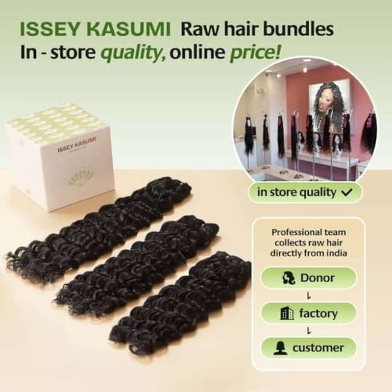 Raw Indian Human Hair Single Bundle,Triple Lifespan Than Regular Virgin Hair,In-Store Quality,Online Price! 100% Raw Indian Hair Bundles Deep Wave Raw Hair Bundles 20 Inch