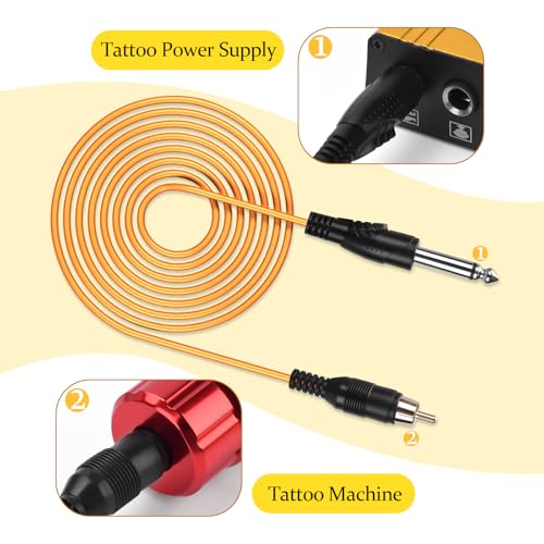 ATOMUS Tattoo RCA Connector Clip Cords Silicone Wire Cord for Motor Machine Power Supply Orange