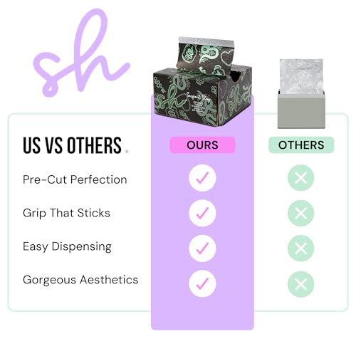 Simply Hair Pop-Up Hair Foil - 500 Pre-Cut & Folded Sheets for Hair Dye, Highlights & Balayage - Embossed, No-Slip Grip - Pop-Up Dispenser - 12.7x27.9cm - Serpent