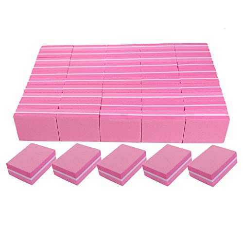 Nail Buffers (50 Pack), Mini Buffer Block Nail File for Acrylic Nails and Natural Nails, 100/180 Grit Nail Buffer Block Bulk Buffing Blocks for Nail Buff Professional Manicure File Blocks Set Pink