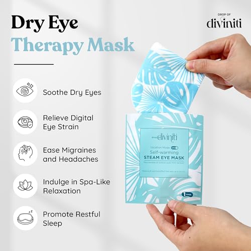 12-Pack Steam Eye Mask - Self Warming Heated Eye Mask for Dry Eyes, Up to 110F Degrees, Fast Soothing Relief - Puffy Eyes, Insomnia, Migraine - Stye Eye Treatment - Warm Compress for Eyes DiviniTi
