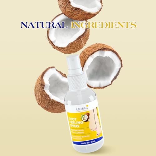 Instant Foot Peeling Spray- Coconut Foot Peeling Spray Instantly Remove Dead Skin, Hydrate & Nourish. Exfoliate Dry, Rough Skin- 4 fl.oz