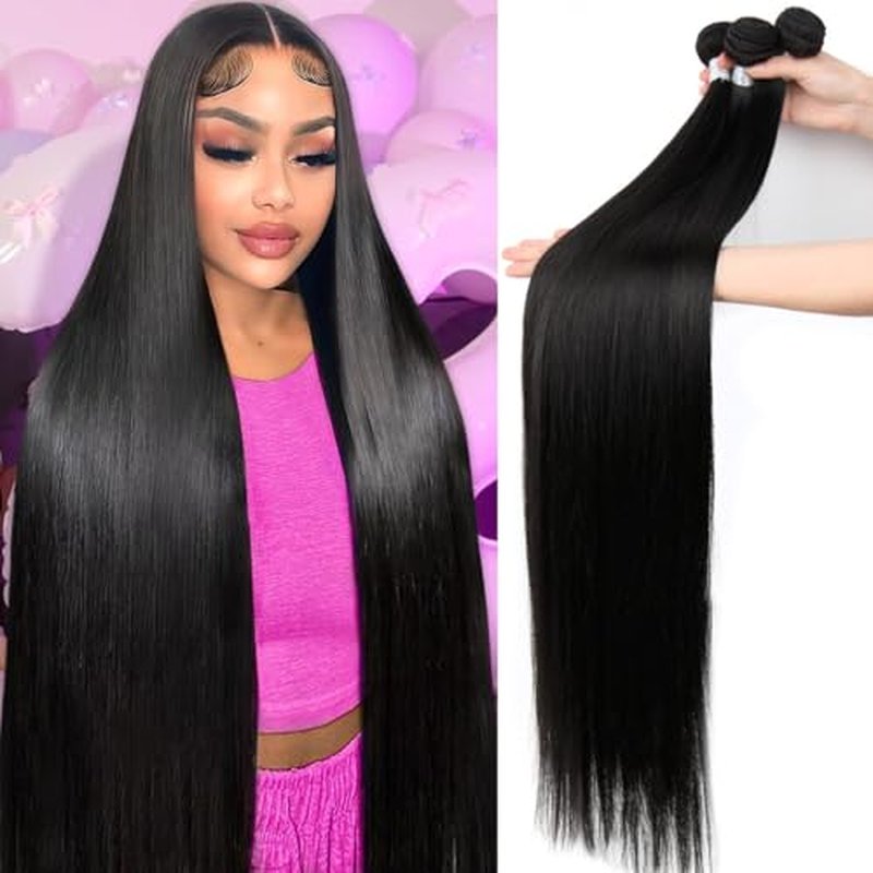 12A Human Hair Bundles 3 Straight Bundles Human Hair 24 26 28 Inch 100% Unprocessed 12A Brazilian Virgin Hair Weave Straight Human Hair Extensions Quick Weave Hair Bundles For Women