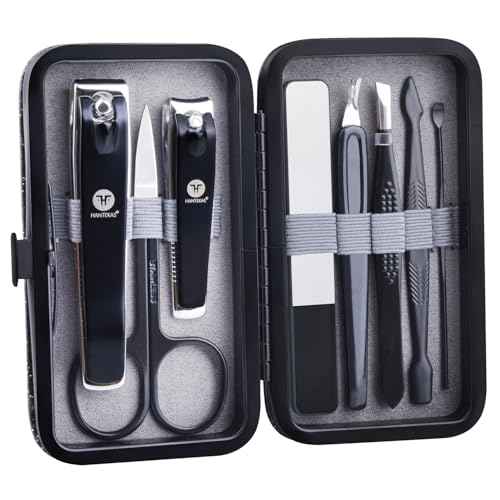 Manicure Pedicure Set 8pcs Stainless Steel Nail Clippers Kit Fingernail Toenail Clippers Cutters with Leather Case for Home Workplace Outdoor Travel Salon Gift for Men Women Family Friends