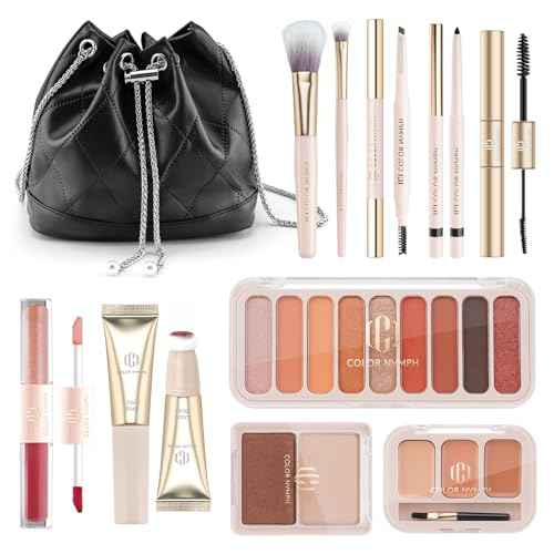 Color Nymph Makeup Set for Teens Girls with Cosmetic Bag, Full Face Makeup Kit For Women included 9 Color Eyeshadow Palette Concealer Liquid Blush Eyeliner Lipgloss