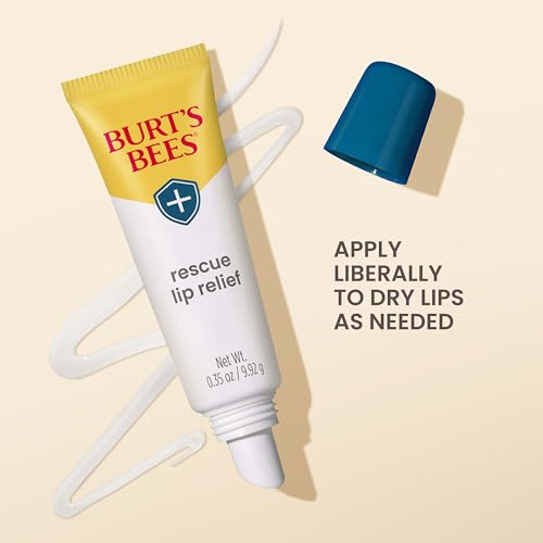 Burt's Bees Lip Balm Stocking Stuffers, Moisturizing Lip Care Christmas Gifts, Rescue Relief - Relieves Extremely Dry Lips with Moisturizing Shea Butter & Echinacea, Natural Origin Treatment (3-Pack)
