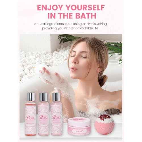 Spa Gifts for Women -15Pcs Self Care Set with Rose Bath & Body Essentials, Mother's Day/Thoughtful Day/Get Well Gifts/Birthday/Christmas/Bridal Shower Gift for Mom, Sister, Wife, Relaxing Home Spa Set