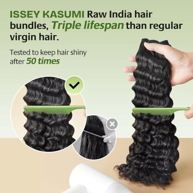 Raw Indian Human Hair Single Bundle,Triple Lifespan Than Regular Virgin Hair,In-Store Quality,Online Price! 100% Raw Indian Hair Bundles Deep Wave Raw Hair Bundles 20 Inch