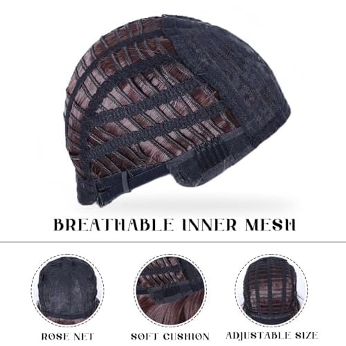 Short Brown Wig With Bangs Straight Bob Wigs for Women Brown Bob Synthetic Wig Super Soft and Easy to Wear Straight Bob Wig Colorful Synthetic Wig for Daily Cosplay Halloween