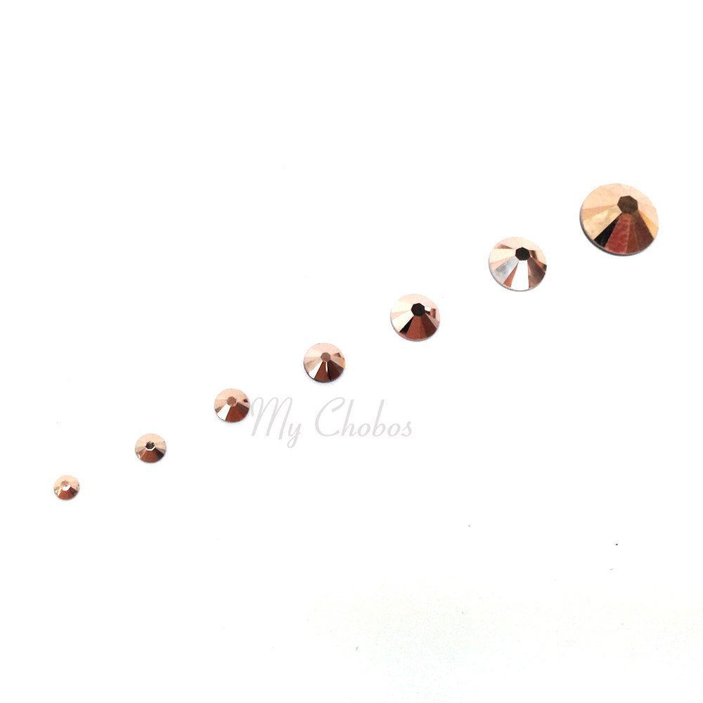 Crystal Rose Gold (001 ROGL) 144 pcs Austrian 2058/2088 Crystal Flatbacks rhinestones nail art mixed with Sizes ss5, ss7, ss9, ss12, ss16, ss20, ss30