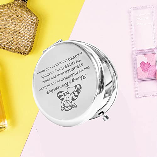 KEYCHIN Tiger Pocket Mirror Cartoon Movie Fans Gifts You are Braver Stronger Smarter Than You Think Compact Makeup Mirror for Women Girls Teenagers (Tiger Always-S)