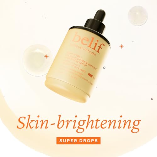 belif Niacinamide 5% & Vitamin C Super Drops Serum ? Radiance-Boosting Serum for Uneven Skin Tone with AHA & Glutathione, Redness & Improve Post-Blemish Marks, Korean Skincare, 1.01 fl oz