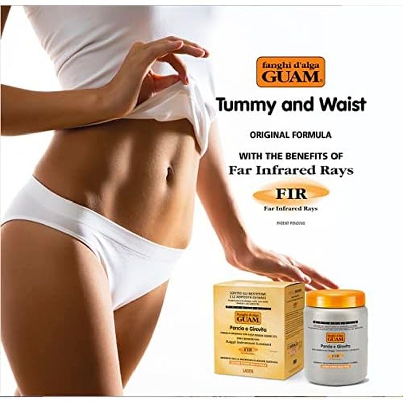 GUAM Anti Cellulite Stomach Wraps, INFRARED Body Wrap for Flat Tummy, FIR Tummy Wrap Cellulite Remover, Belly Cellulite Treatment, Stomach Skin Firming and Tightening Body Mud (2.2LB)