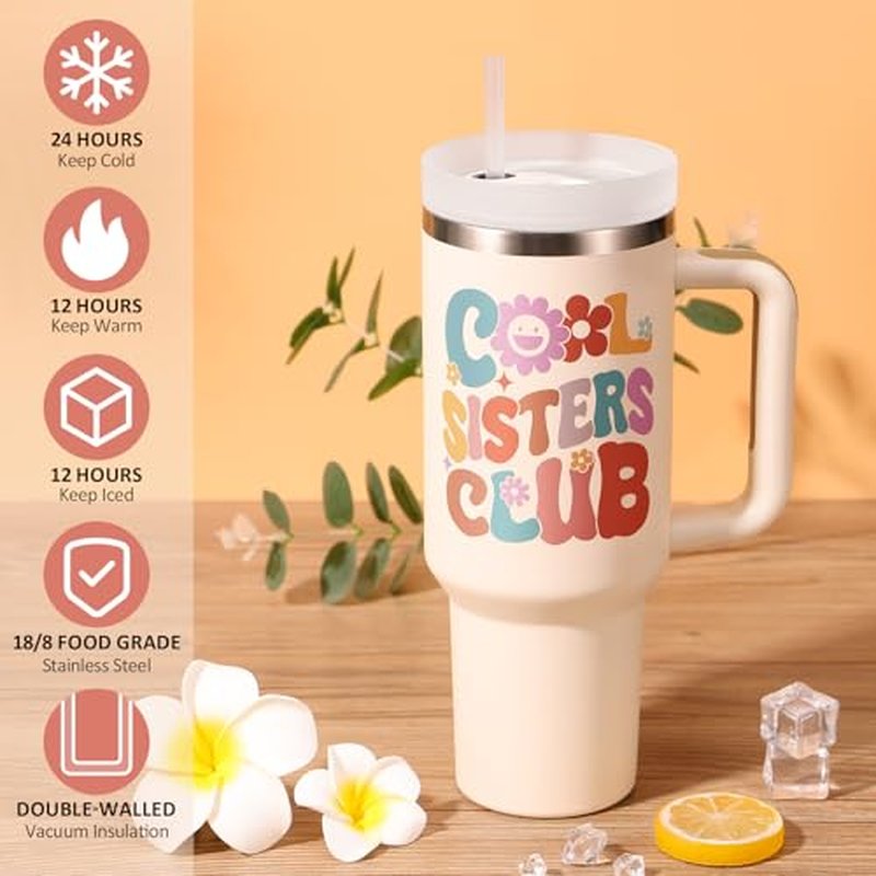 Sister Gifts from Sister, Birthday Christmas Gifts for Sisters, Little Big Sisters in Law Gift Thinking of You Gift from Brother, Cool Care Package with 40 OZ Tumbler Canvas Tote Bag Makeup Bag
