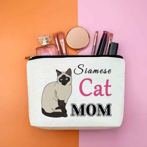 Cats Gift Cats Lover Gift for Women Girls Siamese Cat Makeup Bag Siamese Cat Mom Gift Birthday Christmas Gift for Cat Lover Cat Lady Gift Animal Lover Gift for Friends Sister Cosmetic Bag Travel Pouch