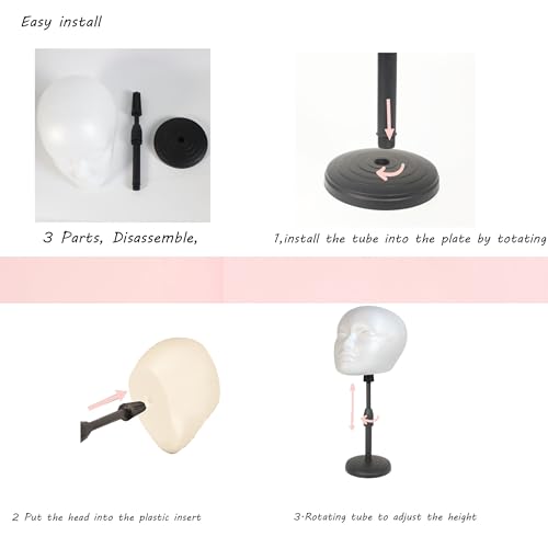 2 PACKS Adjustable wig or hat styrofoam mannequin head holder stand (13¡±to 17¡±)