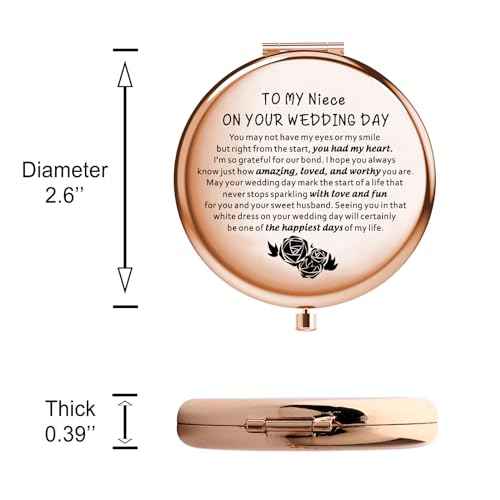 WSNANG to My Niece On Her Wedding Day Gift Niece Wedding Makeup Mirror Bridal Shower Gift for Niece from Aunt Bride Gift (NieceWedding Mirror)