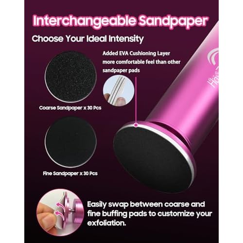 Electric Foot Callus Remover - Electric Callus Remover for Feet,Adjustable Speed Foot Scrubber with 60 Pcs Sandpaper Discs,Professional Pedicure Tool for Dead Skin and Calluses - Matte Purple