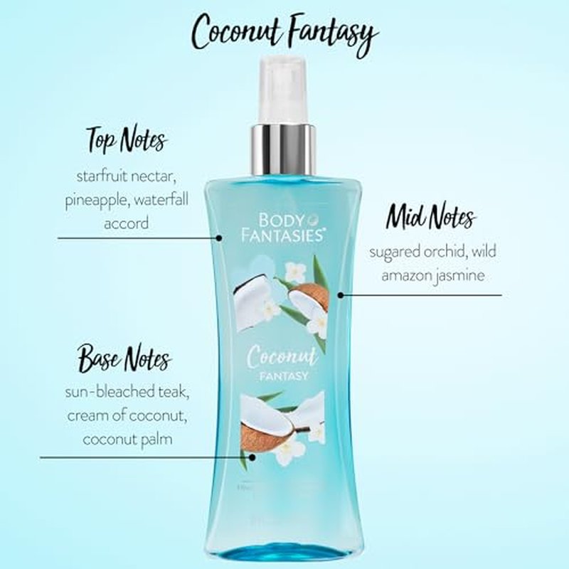 Body Fantasies Signature Fragrance Body Spray, Coconut Fantasy, 8 fl oz