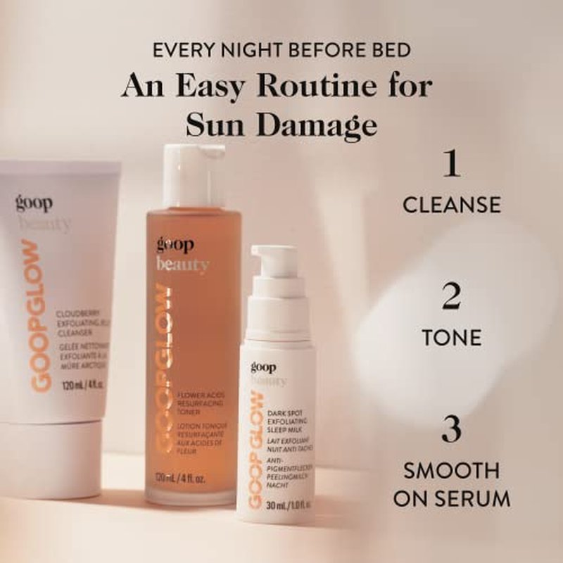goop Beauty Sleep Milk Serum | Intense Face Exfoliator to Smooth Uneven Texture, Wrinkles, & Pores | Glycolic Acid & Hyaluronic Serum | Dark Spot Corrector | 1 fl oz