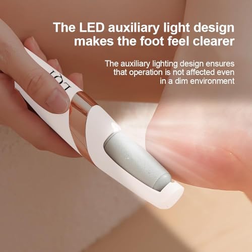 LQT¢ç Electric Foot File ? Rechargeable Callus Remover for Hard, Cracked Skin ? at-Home Pedicure Kit for Smooth Feet (Men & Women) (White)