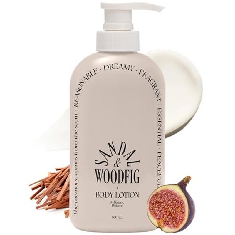 Milk in Cera Perfume Body Lotion - Korean 100hr Moisturizing Body Moisturizer for All Skin Types - Cozy Wood & Fig Scent - with Milk Protein and Ceramide, 16.9 fl.oz.