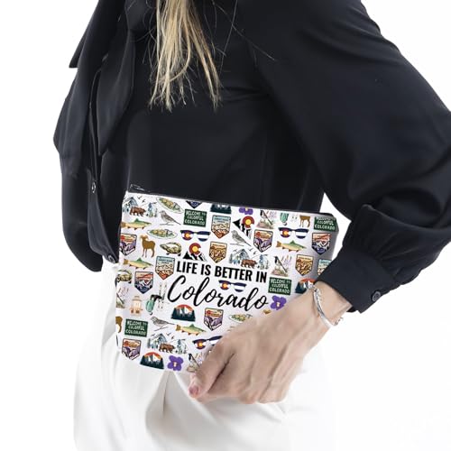 WCGXKO Colorado Travel Trip Gift Life Is Better In Colorado Makeup Bag Colorado Vacation Souvenirs (Better In Colorado)