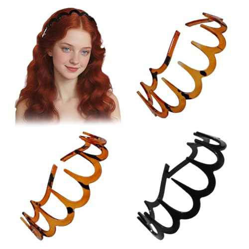 3Pcs U Shape Fashion Tooth Hair Comb Headband£¬Reversible High Cranium Head Bands for Women's Hair, Zig Zag Headbands with Wavy Teeth for Women Gifts for Teen Girls.£¨Mixed