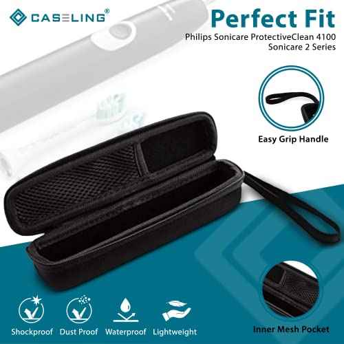 caseling Hard Toothbrush Travel Case Fits Philips Sonicare Protective Clean 4100 Sonicare 2 Series Portable Toothbrush Holder with Easy Grip Carry Strap (Small (Great for Travel))