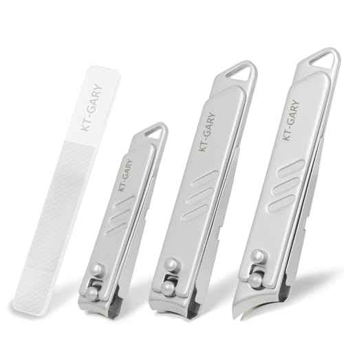 Nail Clippers Set,4pcs Anti Splash Nail Clippers with Nail File,Professional Stainless Steel Finger&Toenail Clippers Nail Cutter for Men& Women