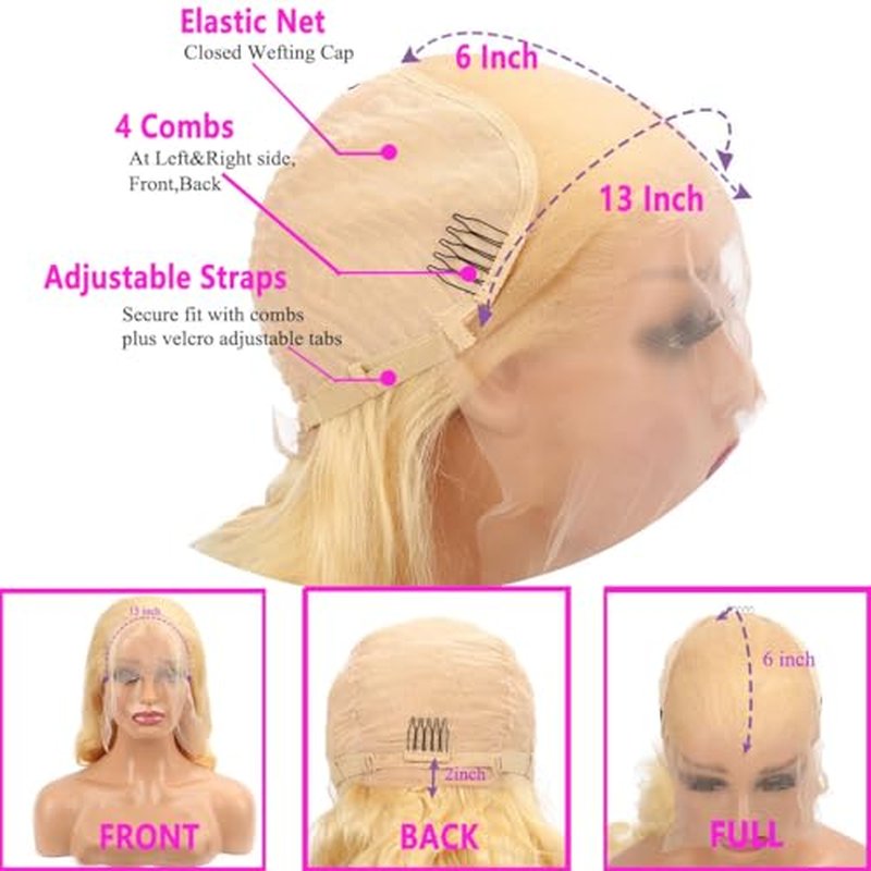 13x6 613 Lace Front Wig Human Hair 200% Density Blonde Wig Human Hair Body Wave HD Lace Frontal Wigs for Women Pre Plucked Blonde Human Hair Wig 30 Inch