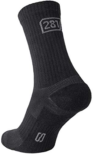 281Z Military Cotton Micro Crew Boot Socks - Cushioned Sole - Moisture Wicking - Odor Resistant - Hiking Trekking Outdoor (Black Large 4 Pairs Pack)
