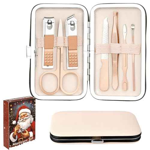 Christmas Gifts Birthday Gift Nail Clippers For Women Manicure Kit Nail Tweezers Professional Stainless Steel With Leather Travel Case Stocking Stuffers For Girlfriend Wife Mother Kit 7 In 1 Rose Gold