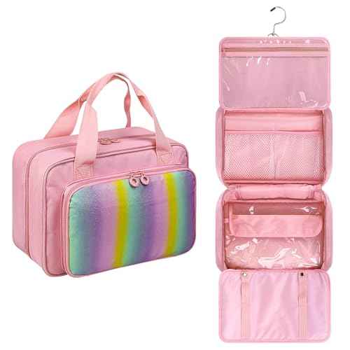 Hair Accessories Organizer for Girls, Hanging Hair Bow Storage Bag for Girls Hair Clips, Travel Organizer With Hair Clips, Headbands, Scrunchies & Ties - Empty Bag (Pink)