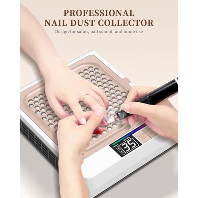 Nail Dust Collector Cordless, Quiet & 4 Upgraded Powerful Vacuum Dust Fans Adjustable Speed,80W Dust Suction Machine for Acrylic Gel Nail Polish Manicure Pedicure Tool at Home or Salon Nail Tech-White