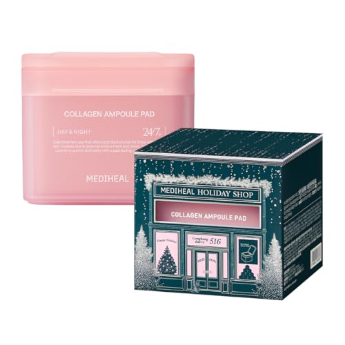 Mediheal Holiday Edition Collagen Ampoule Pad ?Skin Firming & Restore Elasticity - Tighten Wrinkles & Lines - Vegan Eco Silk Pads,100 Pads,Christmas Gift