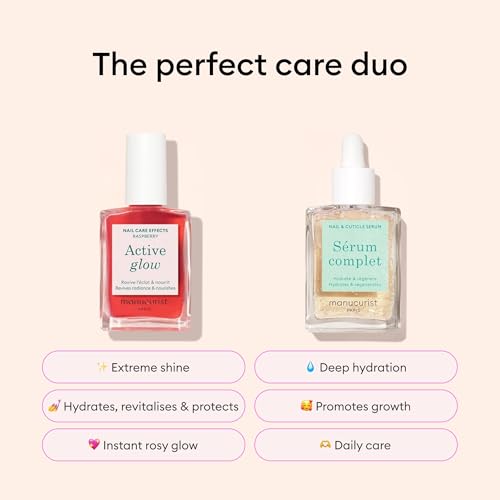 Manucurist Active Discovery Kit - Manicure Set - Nail Care Set, Vegan & Made in France: 1 Nail File, 1 Nail Buffer, 1 Cuticle Remover, 3 Wood Cuticle Pushers, 1 Active Glow, 1 Serum- Gifts for Women