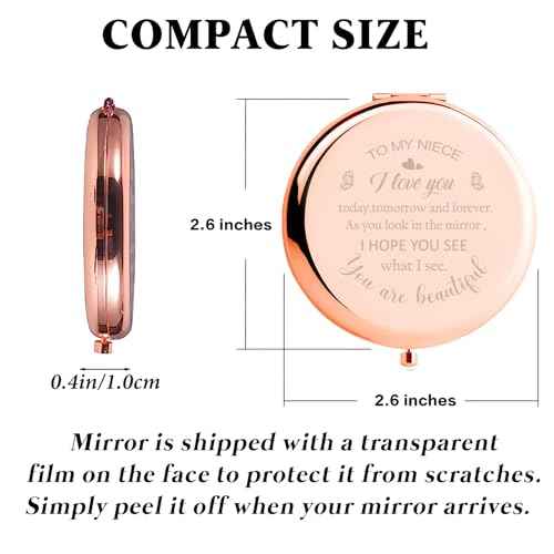 Niece Gifts from Auntie, Bithday Gift for Niece from Aunt, Niece Birthday Gifts Compact Mirror Wedding Anniversary for Niece